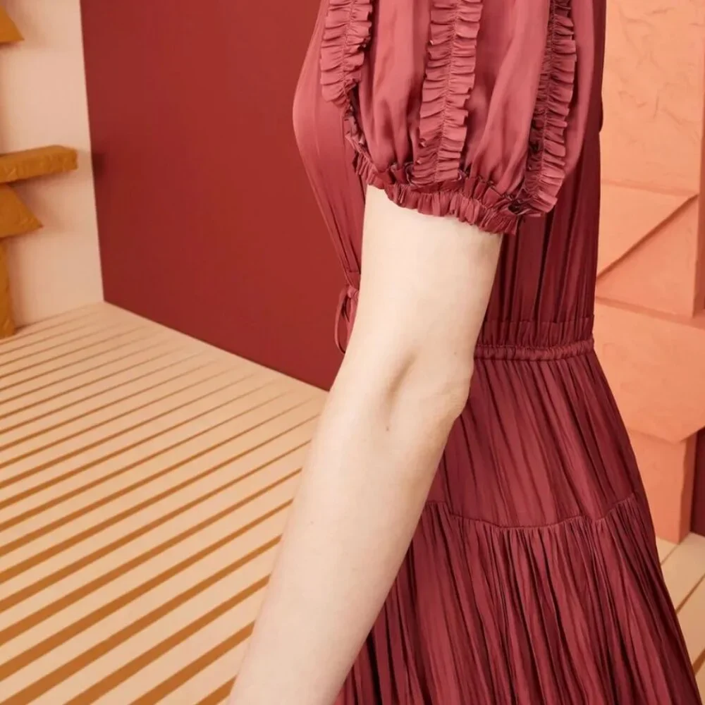 NWOT ULLA JOHNSON Rose Midi Dress in Desert Rose XS $645 - Picture 6 of 7